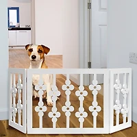 Etna Wooden White Floral Pet Gate