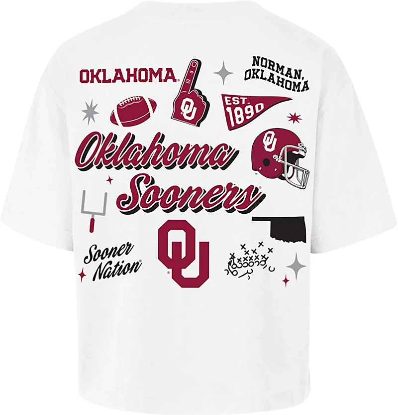 '47 Women's Oklahoma Sooners Collage Script Reed City Short Sleeve T-shirt