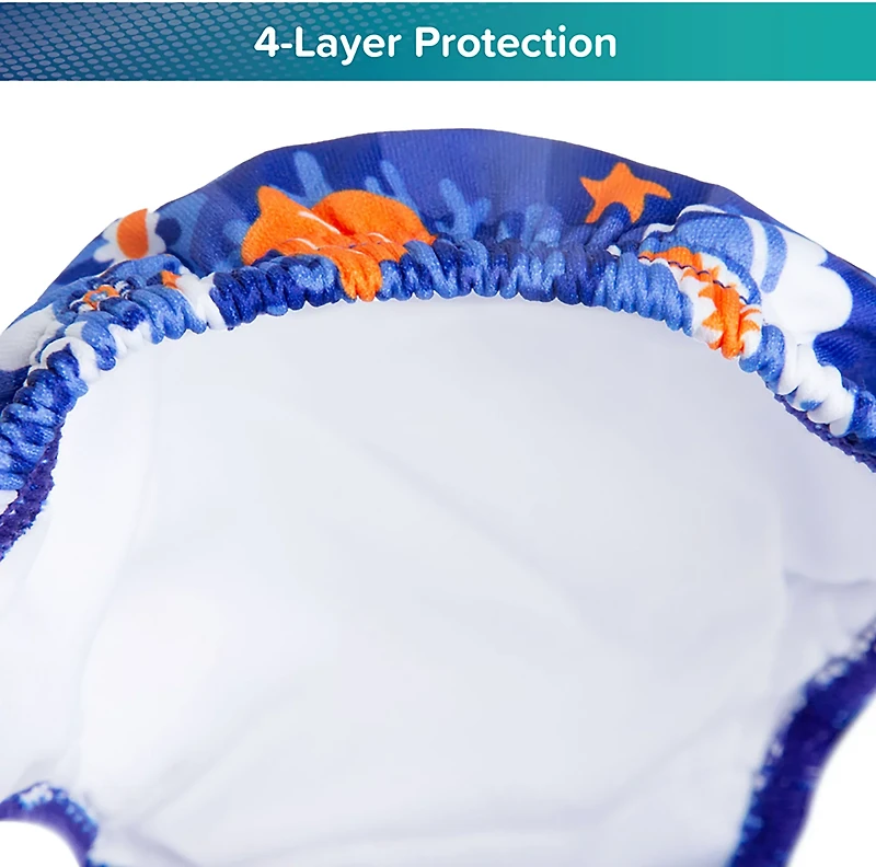 Aqua Leisure Boys’ Blue Turtles SplashGuard Reusable Swim Diaper
