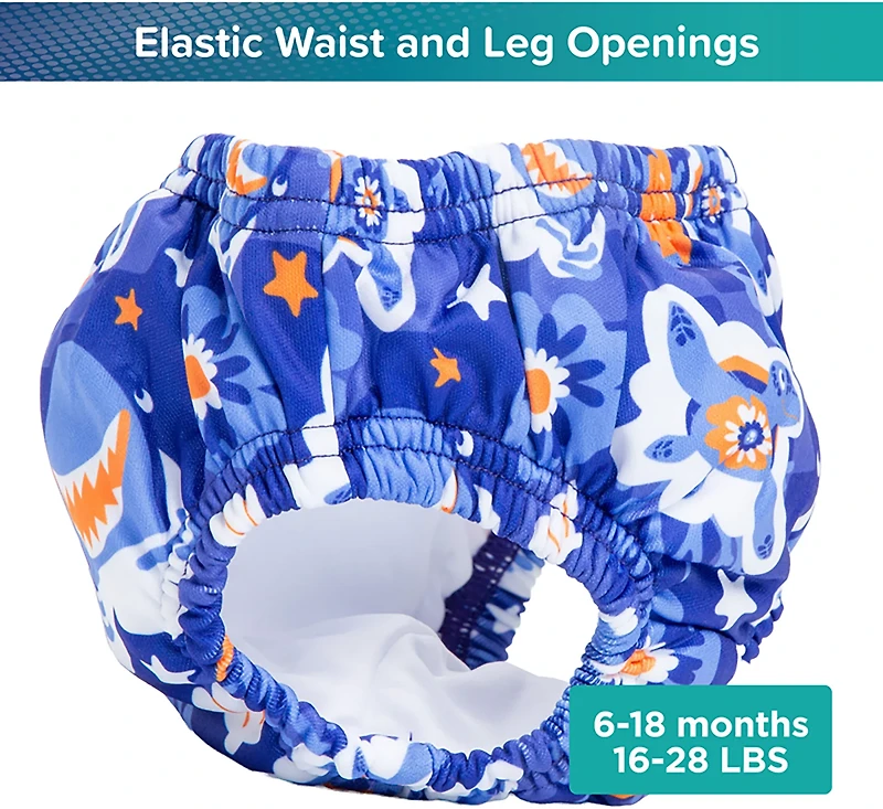 Aqua Leisure Boys’ Blue Turtles SplashGuard Reusable Swim Diaper