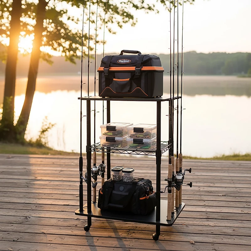 Rush Creek 24 in 12-Rod Fishing Tackle Cart