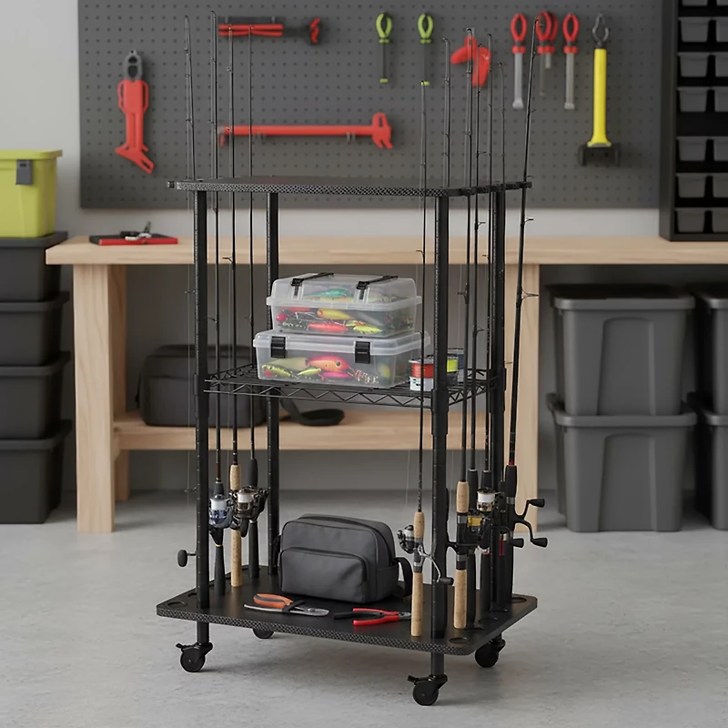 Rush Creek 24 in 12-Rod Fishing Tackle Cart