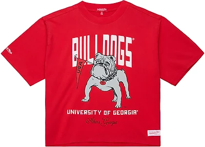 Mitchell & Ness Women's University of Georgia Cropped Boxy Graphic T-shirt