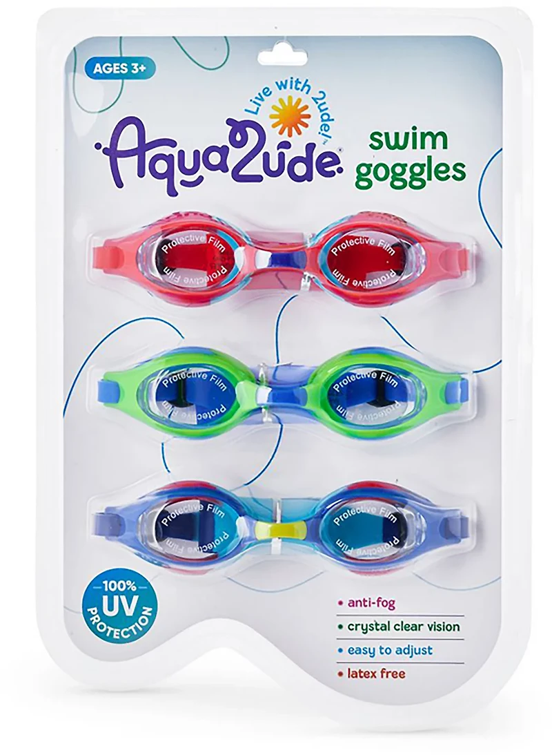 Aqua2ude Boys' Swim Goggles 3-pack