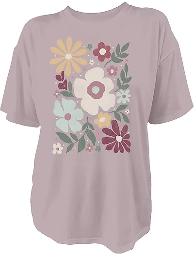 Live Outside the Limits Women's Groovy Flowers Oversized Graphic T-shirt