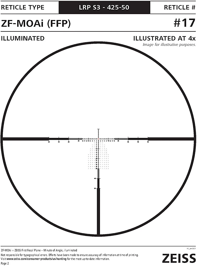 Zeiss LRP S3 ZF-MOAi Reticle 4–25 x 50 Riflescope