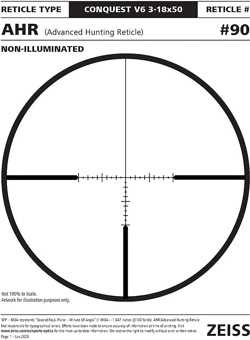 Zeiss Conquest V6 AHR Reticle 3-18 x 50 Riflescope