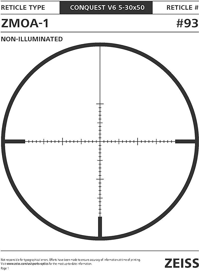 Zeiss Conquest V6 ZMOA-1 Reticle 5-30 x 50 Riflescope