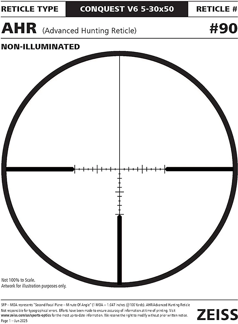 Zeiss Conquest V6 AHR Reticle 5-30 x 50 Riflescope