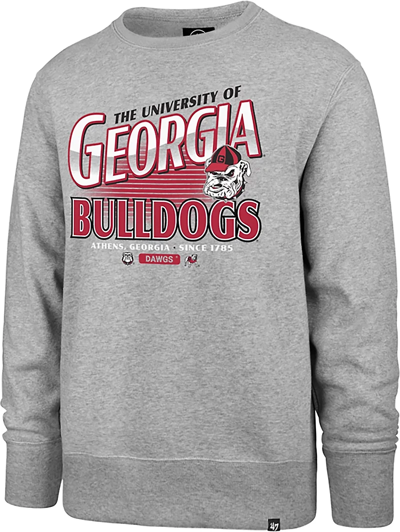 '47 Men's Georgia Bulldogs School Diagonal Regional Headline Long Sleeve Crew Sweatshirt