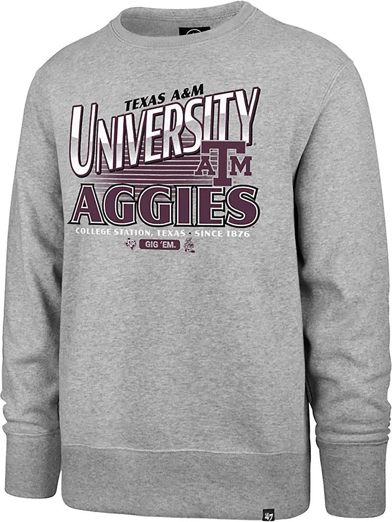 '47 Men's Texas A&M Aggies School Diagonal Regional Headline Long Sleeve Crew Sweatshirt