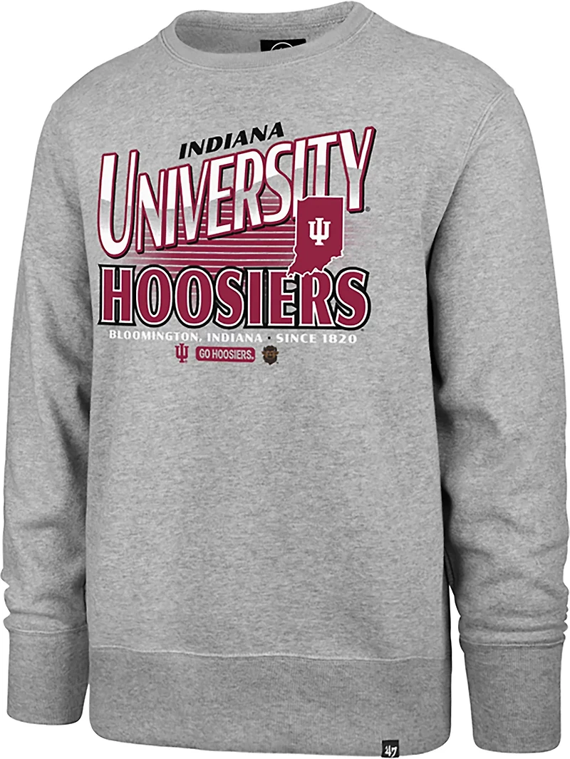 '47 Men's Indiana Hoosiers School Diagonal Regional Headline Long Sleeve Crew Sweatshirt