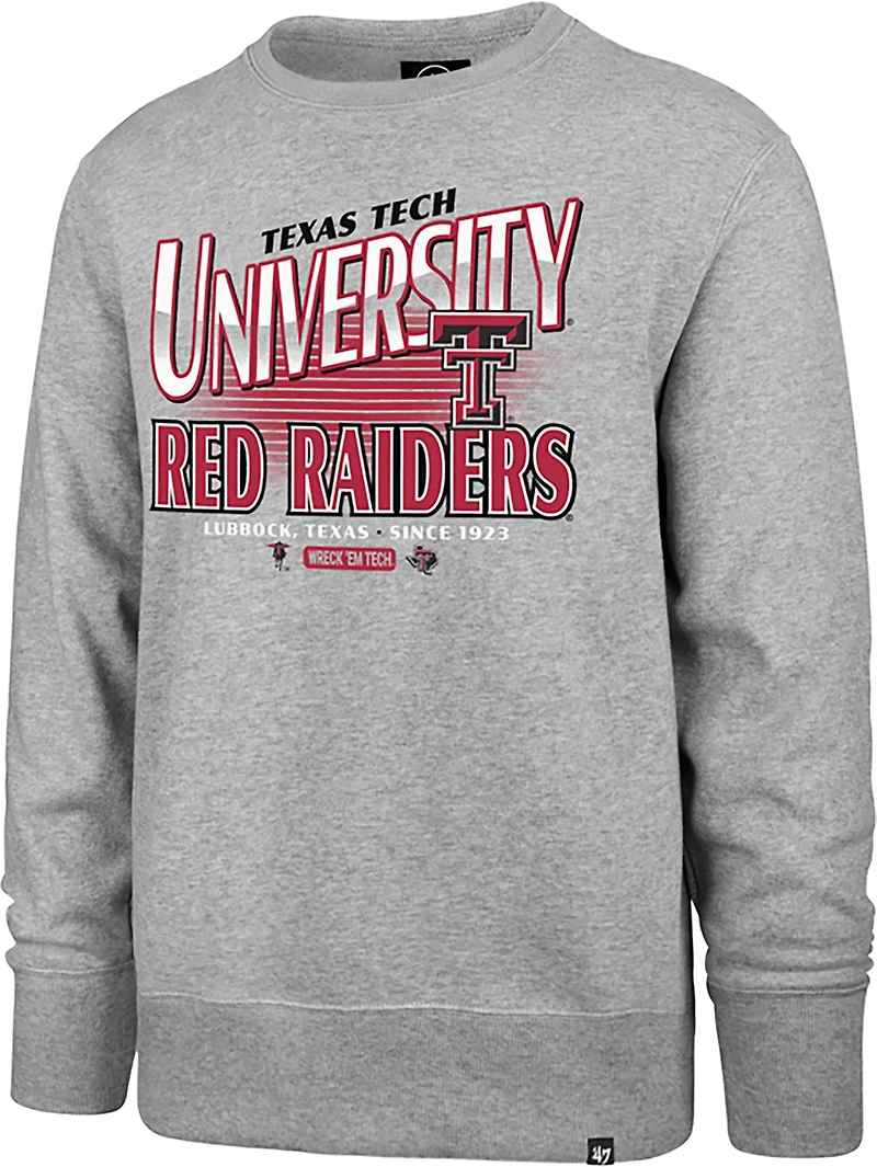 '47 Men's Texas Tech Red Raiders School Diagonal Regional Headline Long Sleeve Crew Sweatshirt