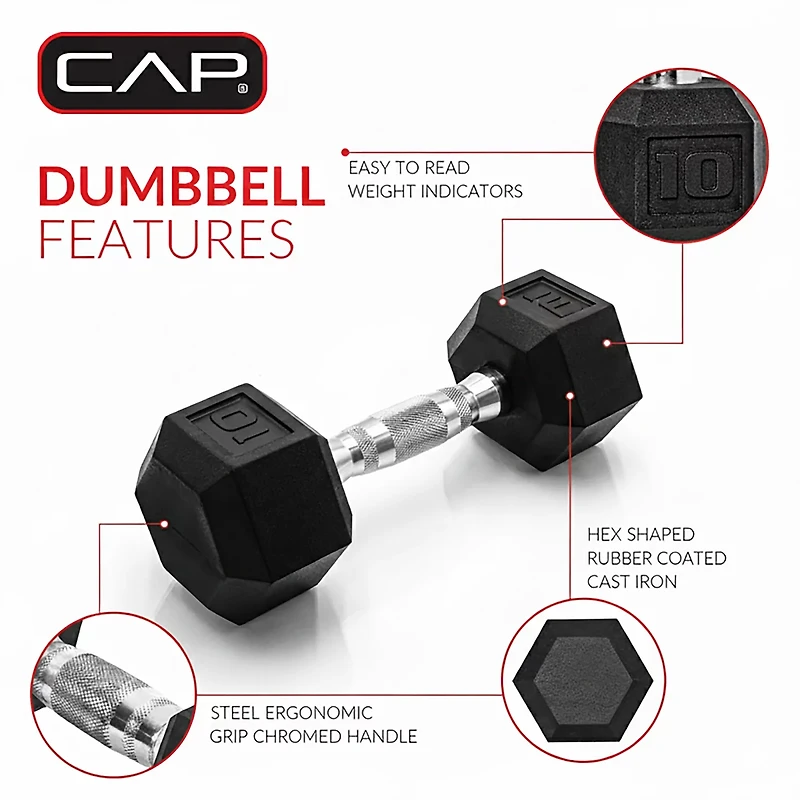 CAP Barbell lb. Coated Hex Dumbbell