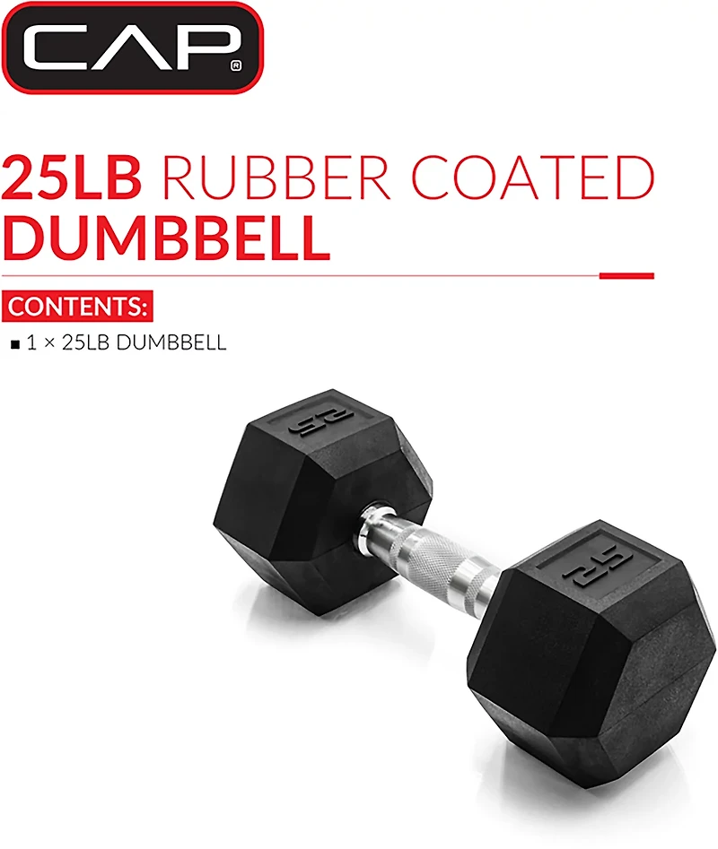 CAP Barbell 25 lb. Coated Hex Dumbbell - Single