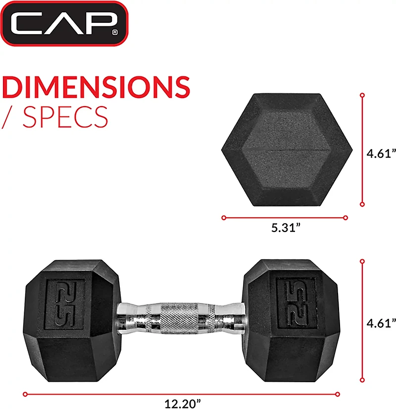 CAP Barbell 25 lb. Coated Hex Dumbbell - Single