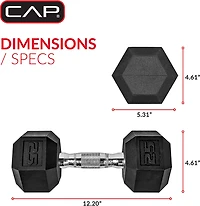 CAP Barbell 25 lb. Coated Hex Dumbbell - Single