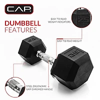 CAP Barbell 25 lb. Coated Hex Dumbbell - Single