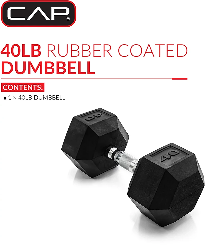 CAP Barbell 40 lb. Coated Hex Dumbbell - Single