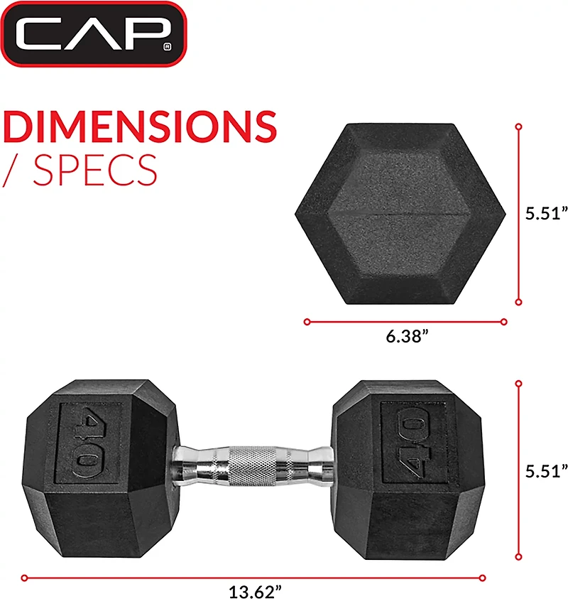 CAP Barbell 40 lb. Coated Hex Dumbbell - Single