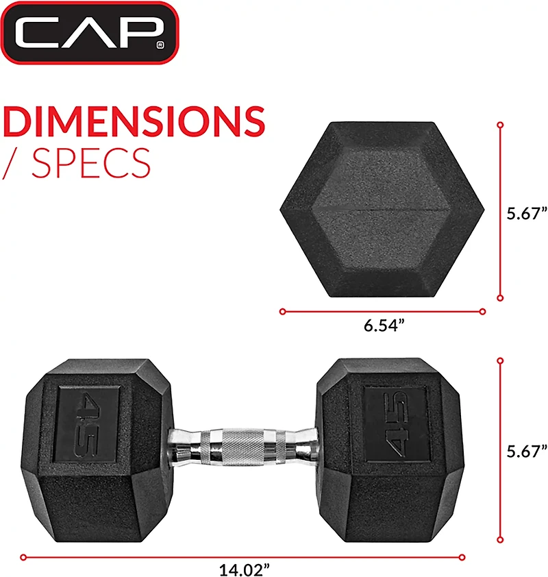 CAP Barbell 45 lb. Coated Hex Dumbbell - Single