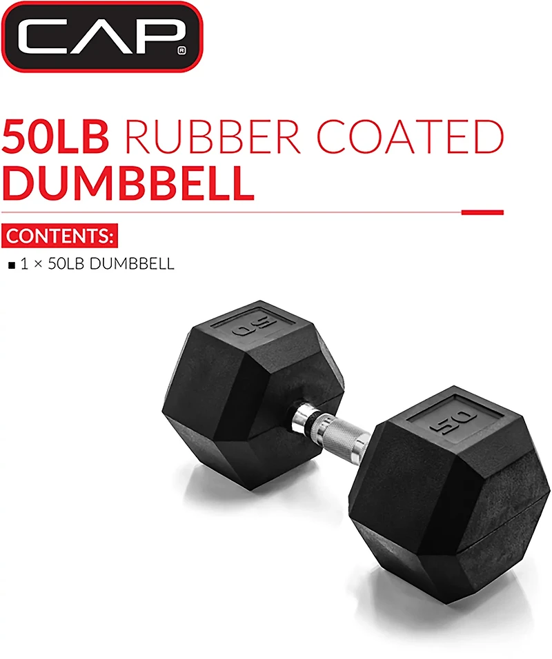 CAP Barbell 50 lb. Coated Hex Dumbbell - Single