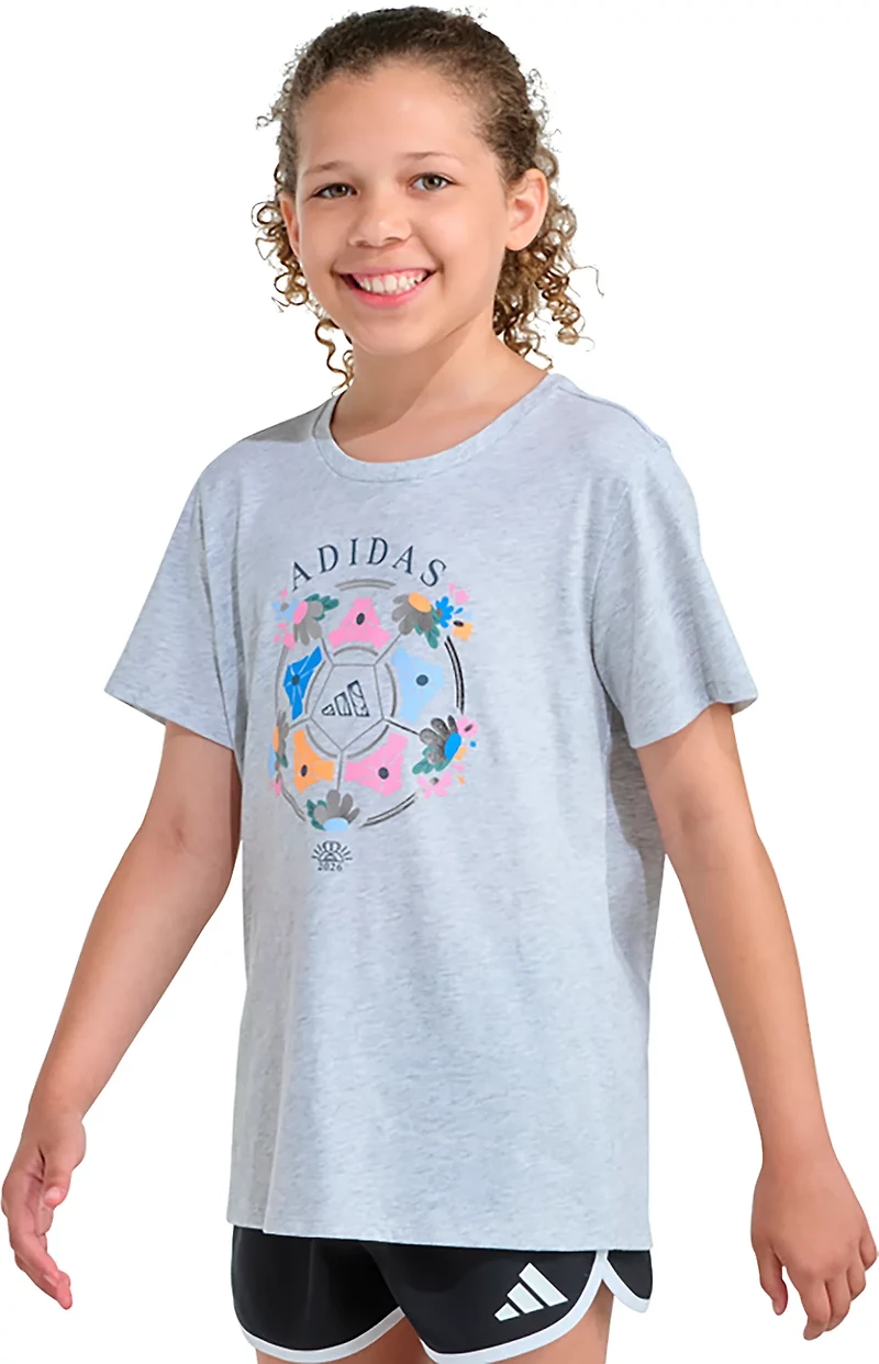 adidas Girls' Regular Fit Heather Soccer Foil T-shirt