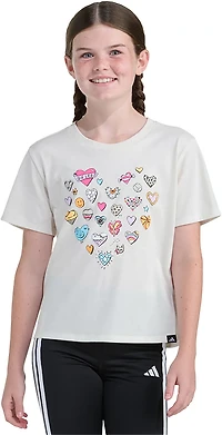 adidas Girls' Heart of Hearts Graphic Heather T-shirt