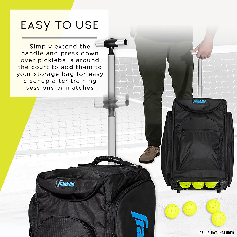 Franklin Sports Rolling Pickleball Hopper Bag + Caddy