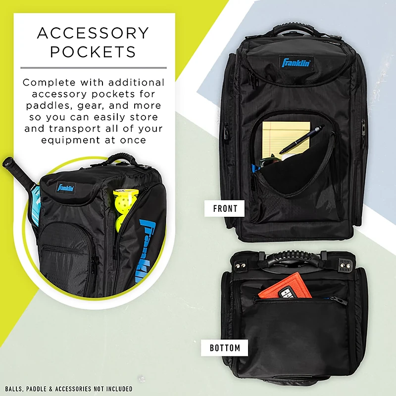 Franklin Sports Rolling Pickleball Hopper Bag + Caddy