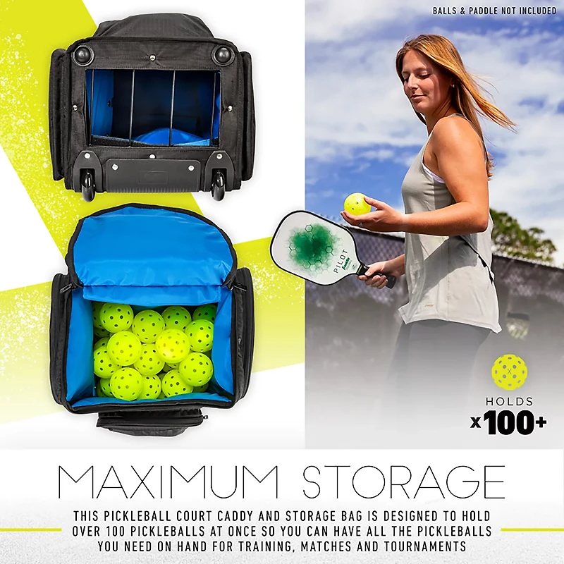 Franklin Sports Rolling Pickleball Hopper Bag + Caddy