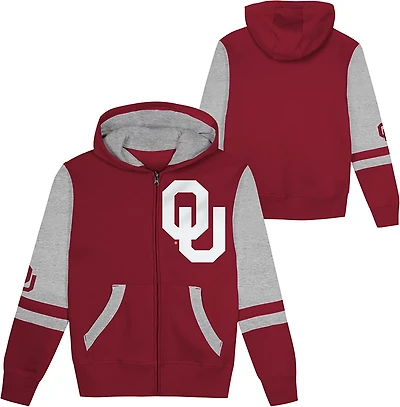 Outerstuff Boys' University of Oklahoma Stadium Colorblock Full-Zip Hoodie