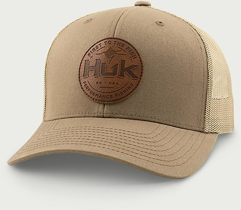 Huk Men's Leath Patch Trucker Cap
