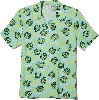 O'Rageous Men's Palm Floral Cabana Printed Short Sleeve Swim Shirt