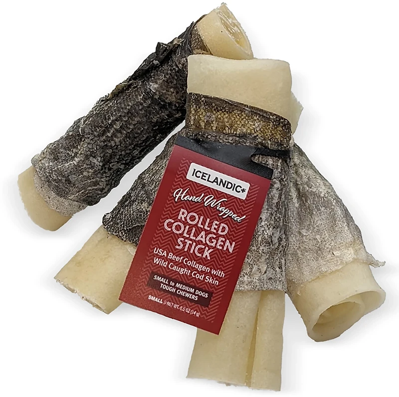 Icelandic+ 4" Rolled Collagen Stick with Wrapped Fish