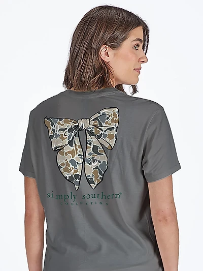 Simply Southern Women's Camo Bow Short Sleeve T-shirt