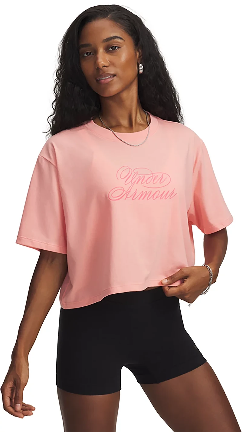 Under Armour Women's Script Heart Crop Graphic T-shirt