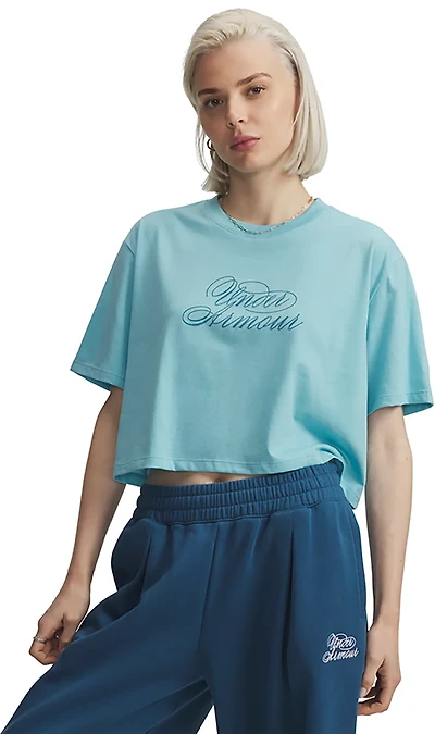 Under Armour Women's Script Heart Crop Graphic T-shirt