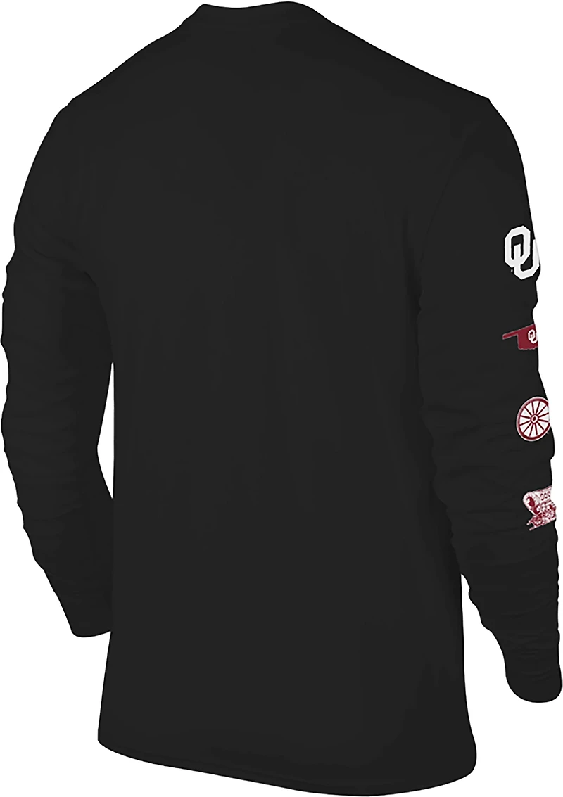 WILDCAT RETRO Men's Oklahoma Sooners School Chest Sleeve 2 Hit Long T-shirt