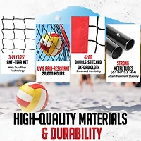 Zealfeel Adjustable Portable 20 ft Volleyball Training Net