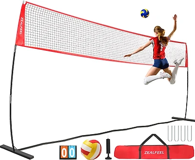 Zealfeel Adjustable Portable 20 ft Volleyball Training Net Set