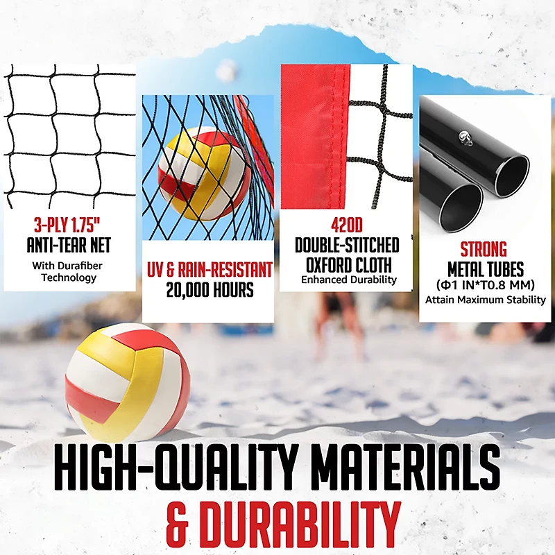 Zealfeel Adjustable Portable 20 ft Volleyball Training Net Set