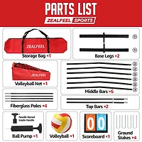 Zealfeel Adjustable Portable 20 ft Volleyball Training Net Set