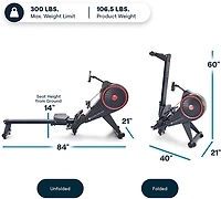 Echelon Row Series Foldable Rowing Machine with Bluetooth Resistance and Device Holder