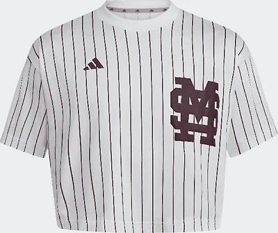 adidas Women's  Mississippi State University Cropped Pinstripe Baseball Jersey