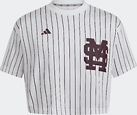 adidas Women's  Mississippi State University Cropped Pinstripe Baseball Jersey