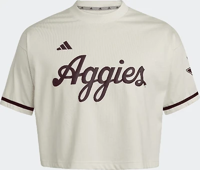 adidas Women's Texas A&M University Cropped Baseball Jersey