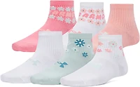 Under Armour Kids' Essential Floral Quarter Socks 6-Pack