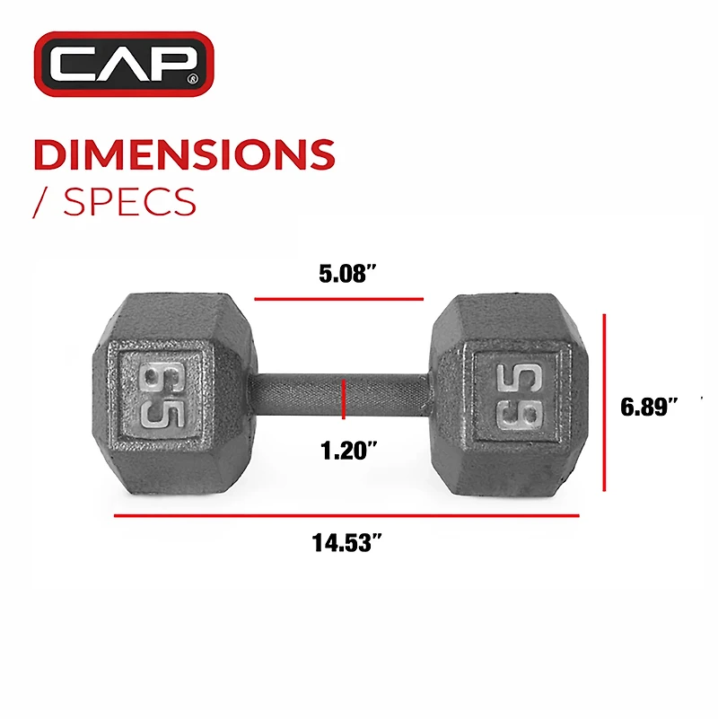 CAP Barbell 65 lb. Solid Hex Dumbbell - Single