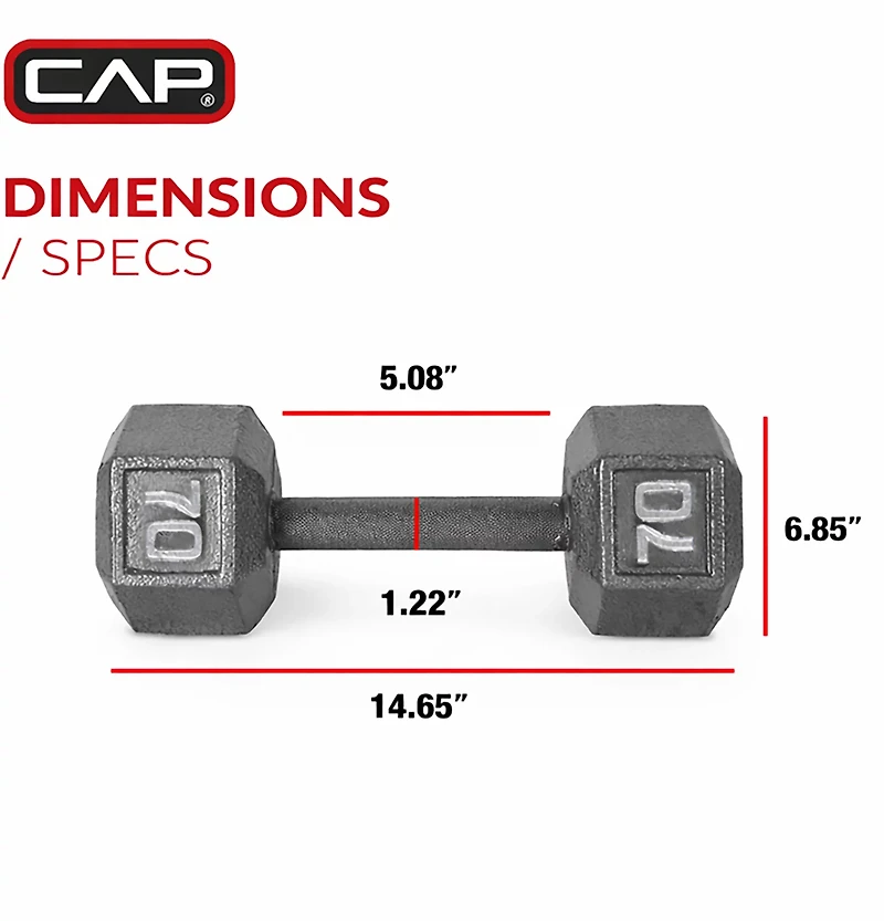CAP Barbell 70 lb. Solid Hex Dumbbell - Single